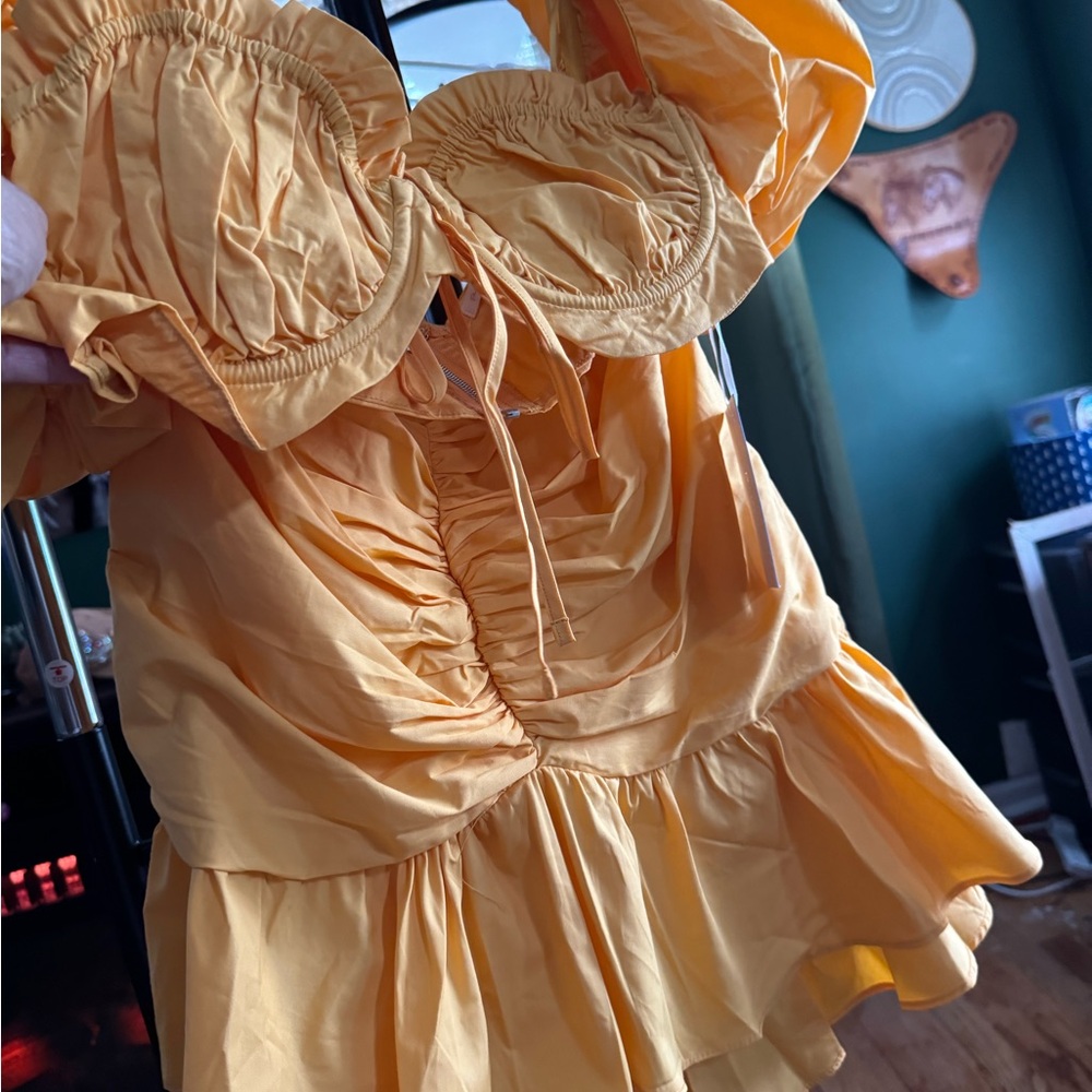 Velvet Golden Yellow Dress